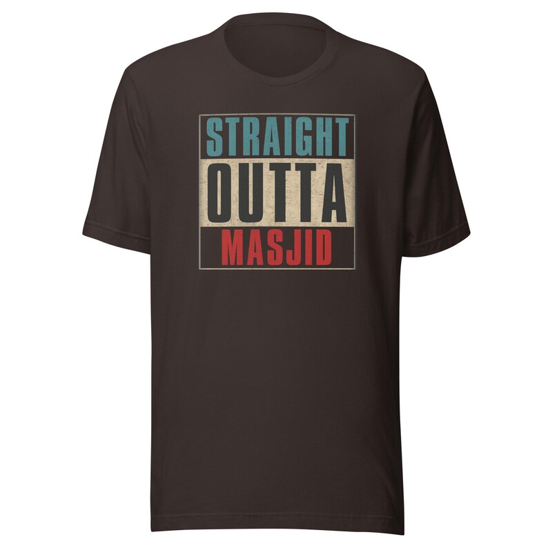 Straight Outta Masjid Distressed Style Shirt – Funny Muslim T-Shirt – Islamic Humor Tee – Eid Gift, Halal Life Shirt – Ramadan Muslim Gift
