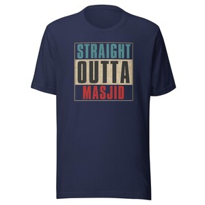 Straight Outta Masjid Distressed Style Shirt – Funny Muslim T-Shirt – Islamic Humor Tee – Eid Gift, Halal Life Shirt – Ramadan Muslim Gift