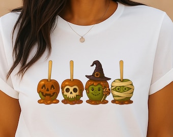 Cute Candy Apple Halloween T-Shirt – Spooky Trick or Treat Tee