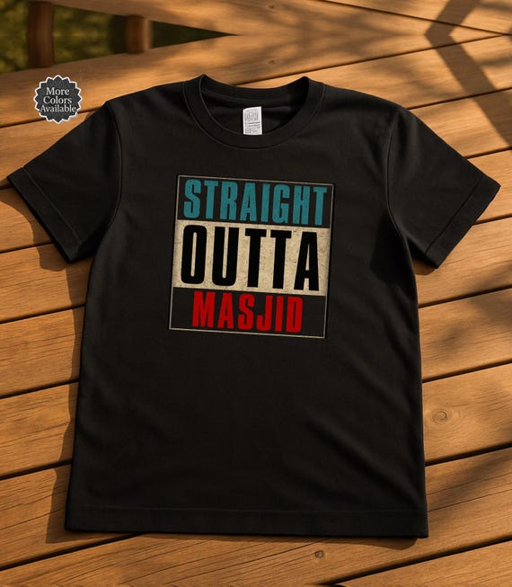 Funny Muslim T-Shirt: Straight Outta Masjid - Islamic Humor Eid Gift