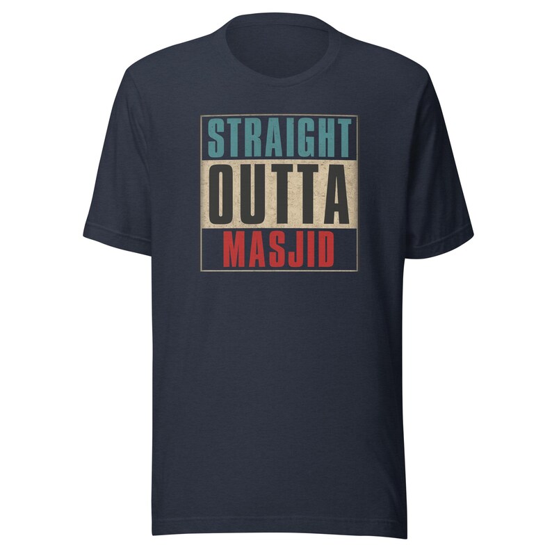 Straight Outta Masjid Distressed Style Shirt – Funny Muslim T-Shirt – Islamic Humor Tee – Eid Gift, Halal Life Shirt – Ramadan Muslim Gift