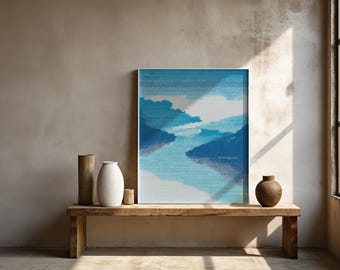 Küsten Landschaft Druck, Minimalistische Strand Kunst, Neutral Dekor (Digitaler Download)