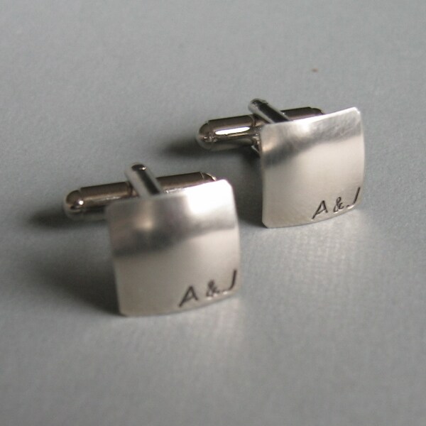 Square Cuff Links -- Couples Monogram Personalized CUFFLINKS, Made to Order Initials Cufflinks