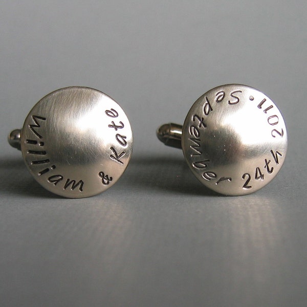 CUFF LINKS for the Groom -- Personalized Custom Names and Wedding Date Cufflinks