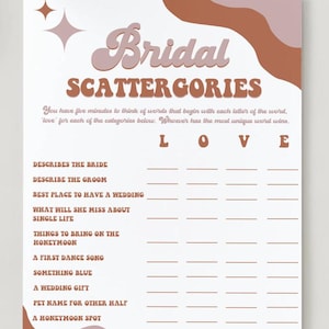 Jeu de douche nuptiale - Scattergories