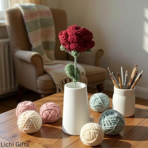 Handmade Crochet Rose: Eternal Yarn Flower Gift, 16 Inch