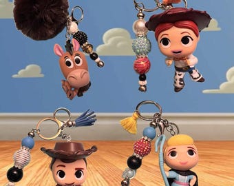 Toy Story-Inspired Beaded Keychains – Bullseye, Jessie, Woody, and Bo Peep