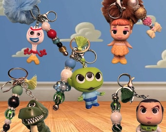 Toy Story-Inspired Beaded Keychains – Forky, Rex, Alien, Buzz, & Bonnie