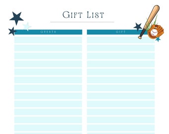 Printable Sports-Themed Gift List: Keep Track of Your Gifting Game! Download only