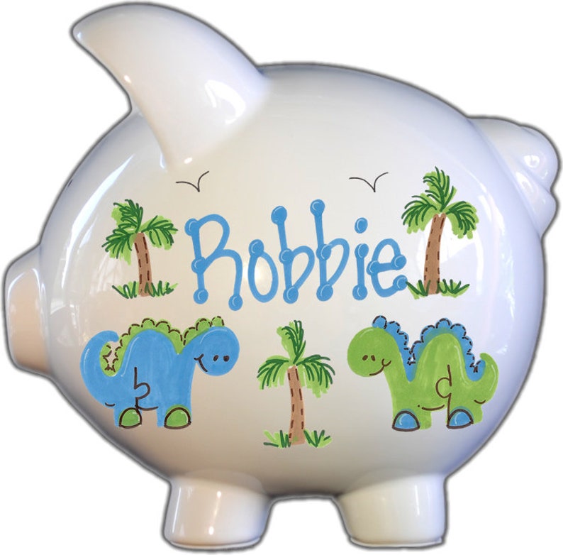 Large Personalized Hand-Painted Ceramic Piggy Bank with Sports Theme for Boys image 4