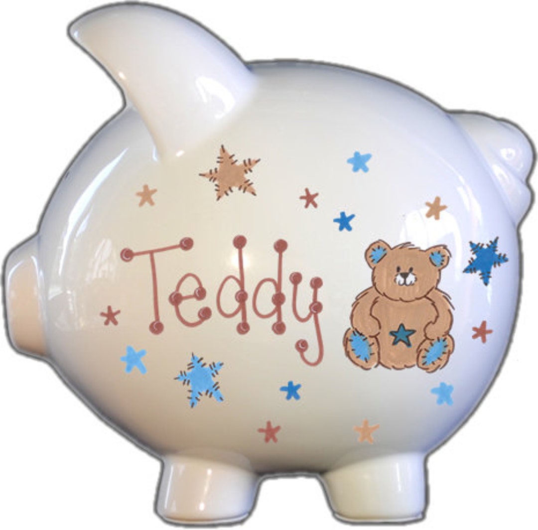 Personalized Piggy Bank for Boys Teddy Bear Piggy Bank Baby Etsy
