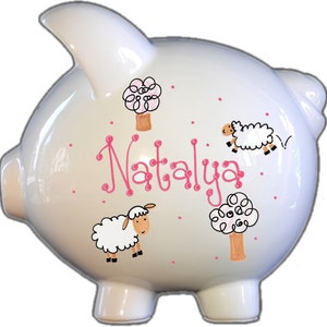 Girl&#39;s piggy bank, Sheep piggy bank, perfect for Christmas gift, baby shower gift, and birthday gift