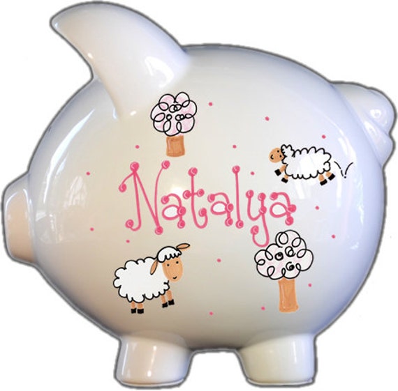Girl S Piggy Bank Sheep Piggy Bank Perfect For Christmas Etsy