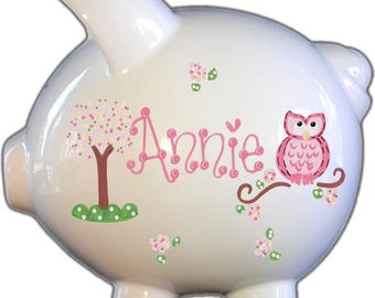 Personalized Ceramic Piggy Bank – Hand-Painted Baby Shower Gift