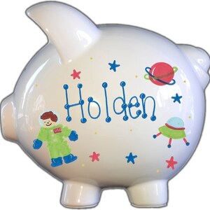 Boy Piggy Bank personalized, design and name, perfect for baby shower gift and Christmas gift