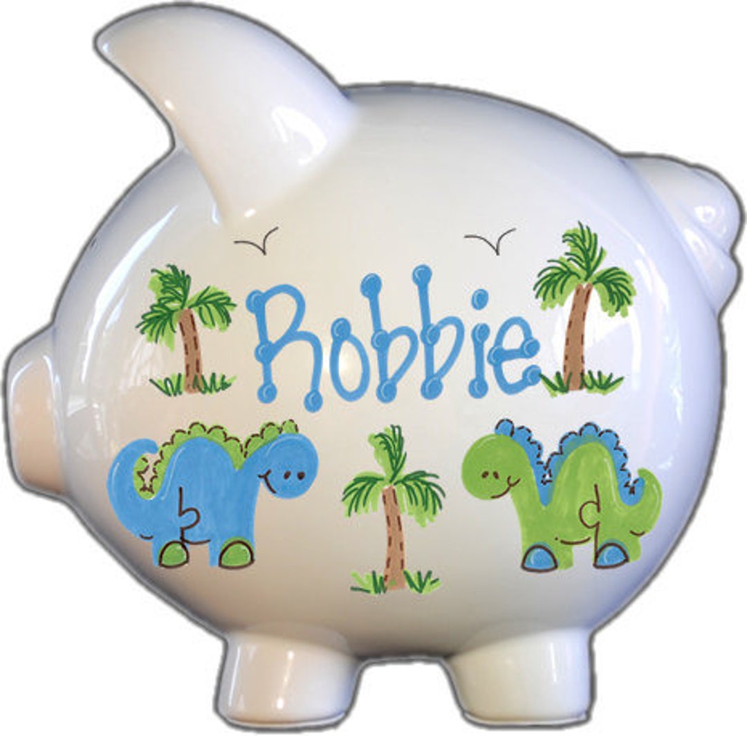 Green Dino Bank with画像フレーム PJDRLLC Dinosaur Piggy Bank for Kids, Unbreakable -