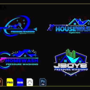 Pressure Washing Logo Design: Vector Format Cleaning Company Logo
