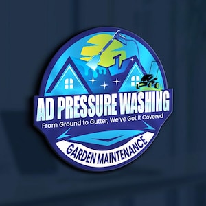 Pressure Washing Logo Design: Vector Format Cleaning Company Logo