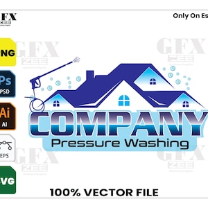 Pressure Washing Logo Design: Power Wash, Cleaning Services (Vector Files Included)