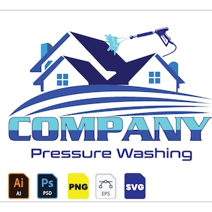 Pressure Washing Logo Design: Customizable Vector Graphics