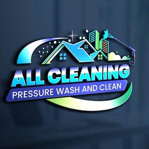 Pressure Washing Logo Design: Customizable Cleaning Service Branding (Digital Download)