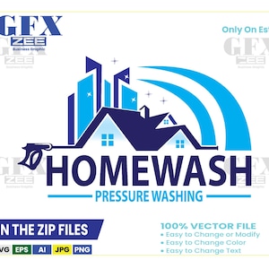 Pressure Washing Logo Design: Vector Cleaning Service Logo