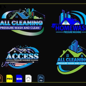 Pressure Washing Logo Design: Vector Format Cleaning Company Branding