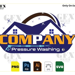 Pressure Washing Logo Design: Power Wash, Cleaning Services (Vector Files Included)
