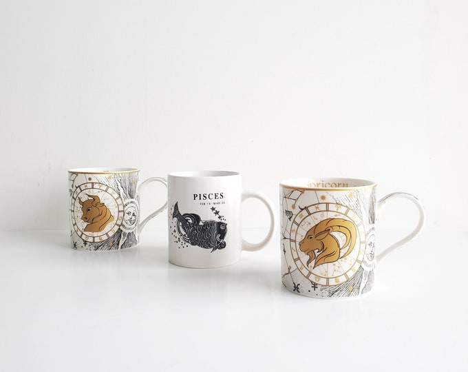 Zodiac coffee mugs Pisces Capricorn Taurus