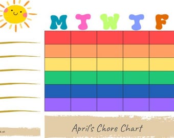 Kids Chore Chart- Rainbow - Etsy