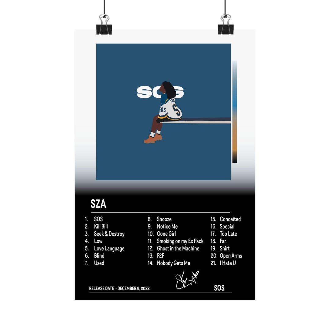 Sza Vertical Lettering SZA SOS Album Cover Matte Vertical Poster, Music Poster, Wall Art, Room ...