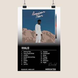 Khalid American Teen Album Cover Poster, Vertical Wall Art Print, Matte Hanging Decor, Music Lover Gift, Bedroom Decor, College Dorm Room,