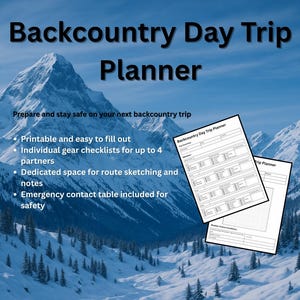 Planificador de excursiones de un día por el campo, lista de verificación de seguridad para esquí y snowboard, organizador de viajes