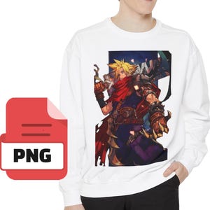 ファイナルファンタジーVII Tシャツデザイン ホログラフィックPNG昇華デジタルダウンロード トレンドシャツアート