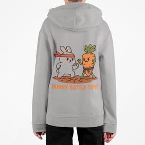 Bunny Battle Toddler Hoodie, Rabbit Fight Kids Sweatshirt, Cute Animal Pullover, Children&#39;s Fleece Jumper, Easter Bunny Outfit