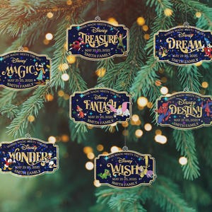 パーソナライズされたディズニークルーズクリスマスホログラムオーナメント、ウィッシュクルーズオーナメント、ディズニーファミリークルーズオーナメント、DCLオーナメント、POL001-007.C