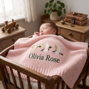 Personalized Mallard Duck Baby Blanket, Custom Name Baby Blanket, Embroidered Mallard Duck Blanket, Gift for Baby, Keepsake Newborn image 4