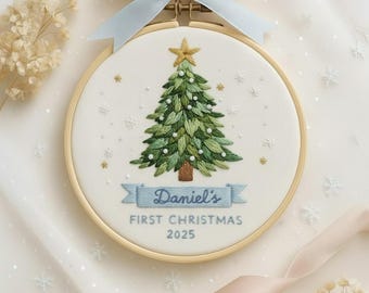 Personalized Embroidered Baby First Christmas Ornament, New Baby Christmas Ornament, New Parent Gift, Baby Boy Gift, EOL147.C