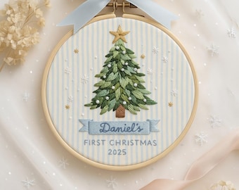 Personalized Embroidered Baby First Christmas Ornament, New Baby Christmas Ornament, New Parent Gift, Baby Boy Gift, EOL147.C