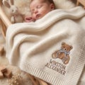 Personalized Embroidered Teddy Bear Baby Blanket with Name - Custom Knit Newborn Gift, Gift For Baby, Nursery Keepsake, Newborn Gift product logo