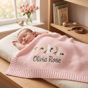 Personalized Mallard Duck Baby Blanket, Custom Name Baby Blanket, Embroidered Mallard Duck Blanket, Gift for Baby, Keepsake Newborn image 5