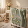 Custom Embroidered Name Blanket with Butterflies and Wildflowers for Newborn, Welcome Baby Blanket, Nursery Keepsake, Newborn Gift For Baby product logo