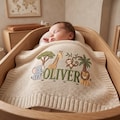 Personalized Embroidered Lion Baby Blanket Name - Custom Name Knit Giraffe Safari Newborn Gift, Gift for Baby Boy, Welcome Baby Blanket product logo