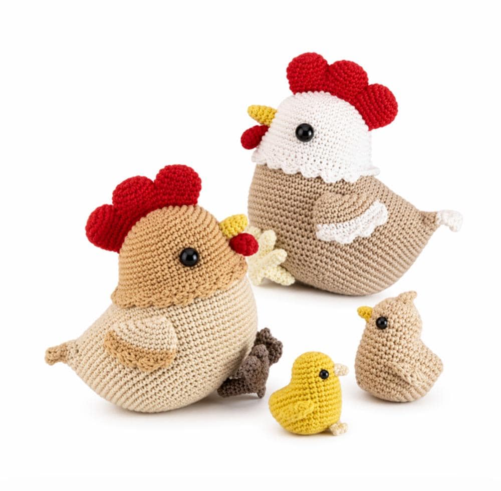 Crochet Chicken Kit for Beginners - Amigurumi Hen and Chick DIY Kit,…