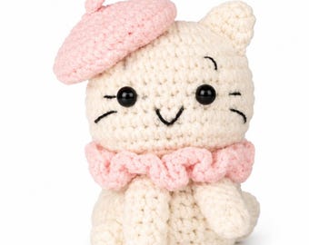 Beginner Crochet Kit for Adults & Kids –  Cat Amigurumi DIY Kit with Video Tutorial, Easy Yarn Craft Gift