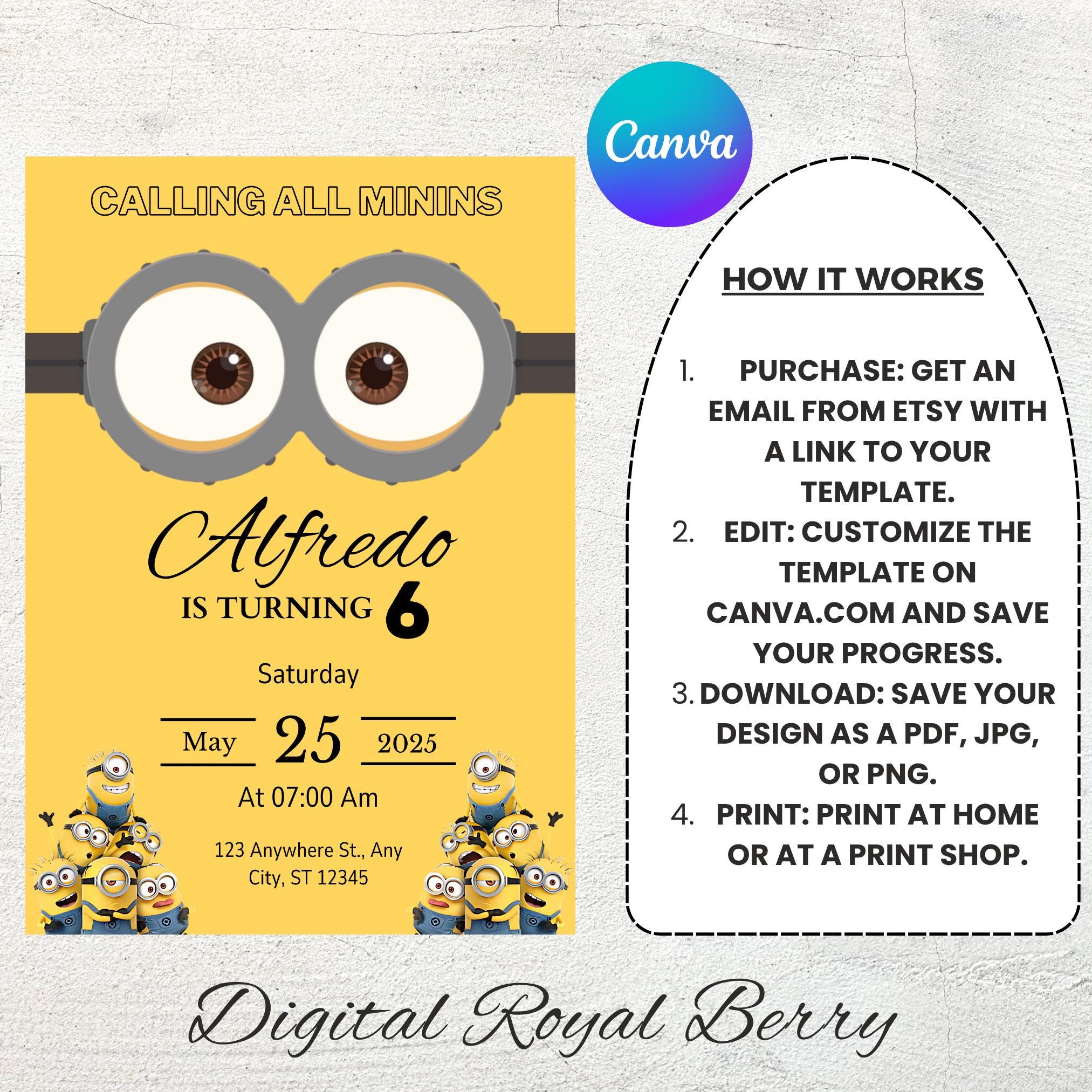 Editable Minion Birthday Template, Minion Birthday Invites, Printable ...