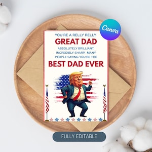 Bewerkbare Trump Fathers Day Card, Trump Father Day-kaartsjabloon, Afdrukbare Vaderdagkaart, Funny Dad Card, Vaderdagkaart, Trump Vector png