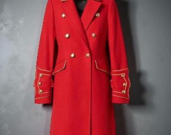 Ladies Military Red Wool Coat, Red Hussar Jacket