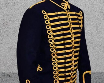 Men's Black Wool Hussar Marching Band Jacket - Custom Made