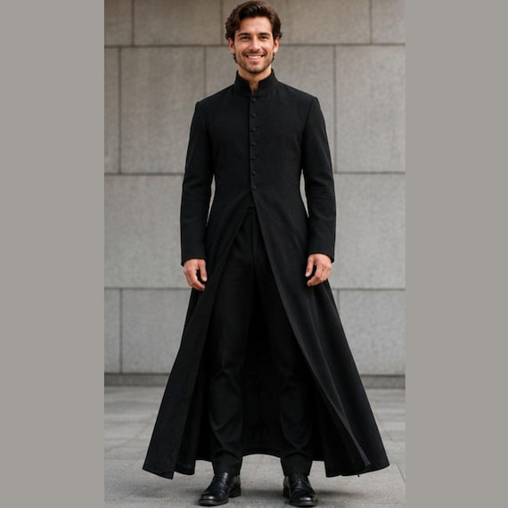 Men's Neo Matrix Heavy Duty Cotton Black Gothic Cosplay Trench